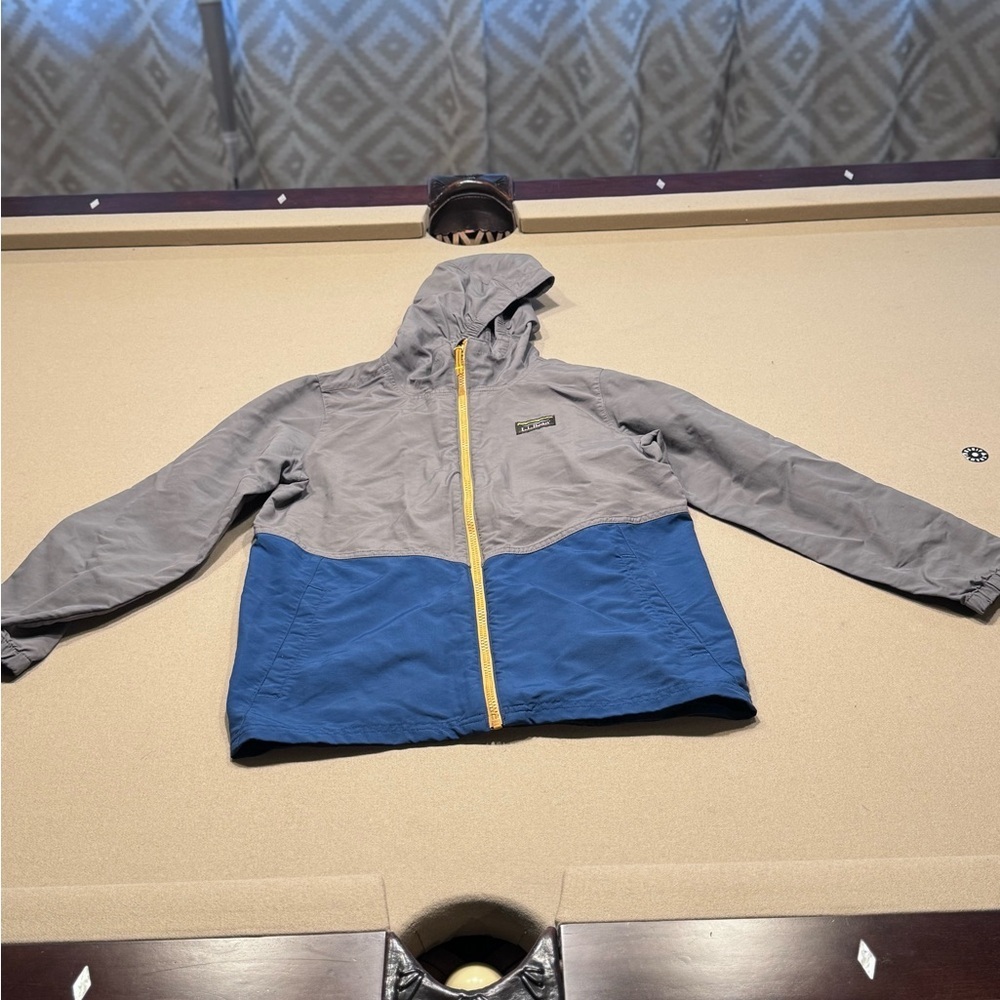 L.L. Bean Kids Gray lightweight Jacket with Yellow and Blue Accents